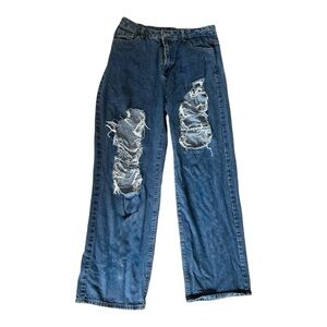 Distressed Blue Jeans